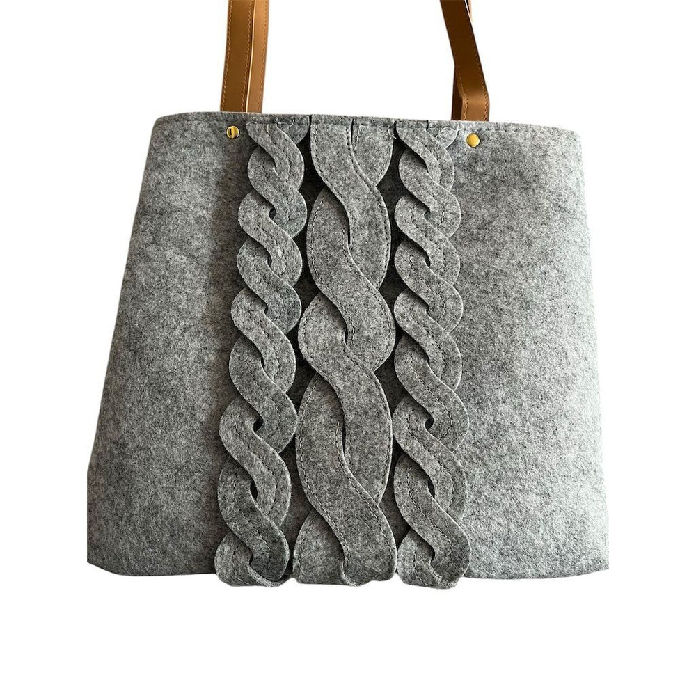 Wolferman's Harry and David Felt Tote Bag Gray Faux Leather - Picture 2 of 6